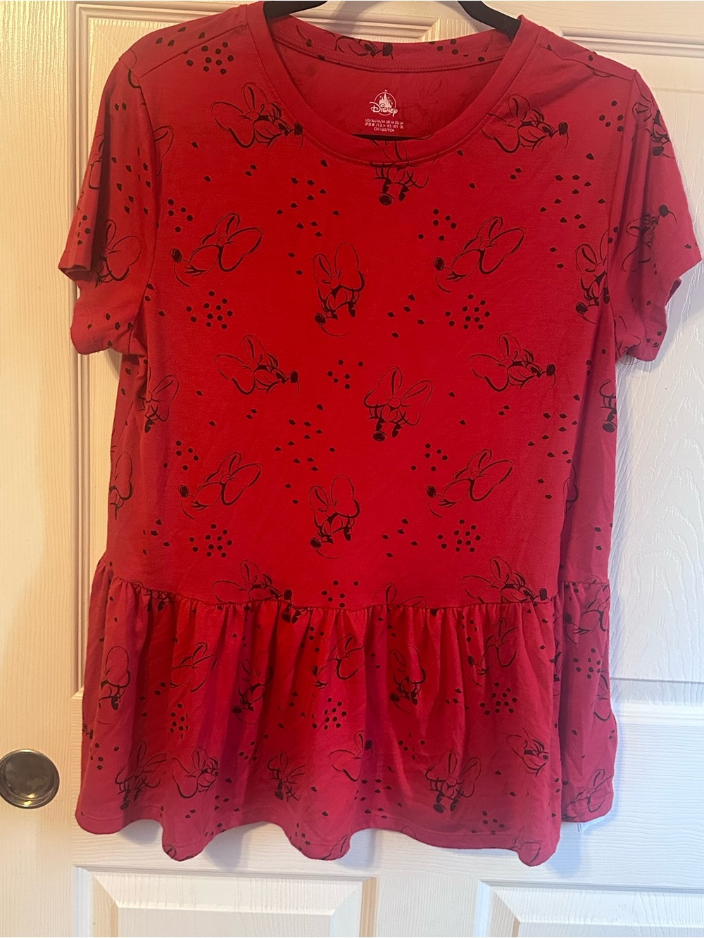 Disney Red Tee with Black Minnie Mouse Sketches
